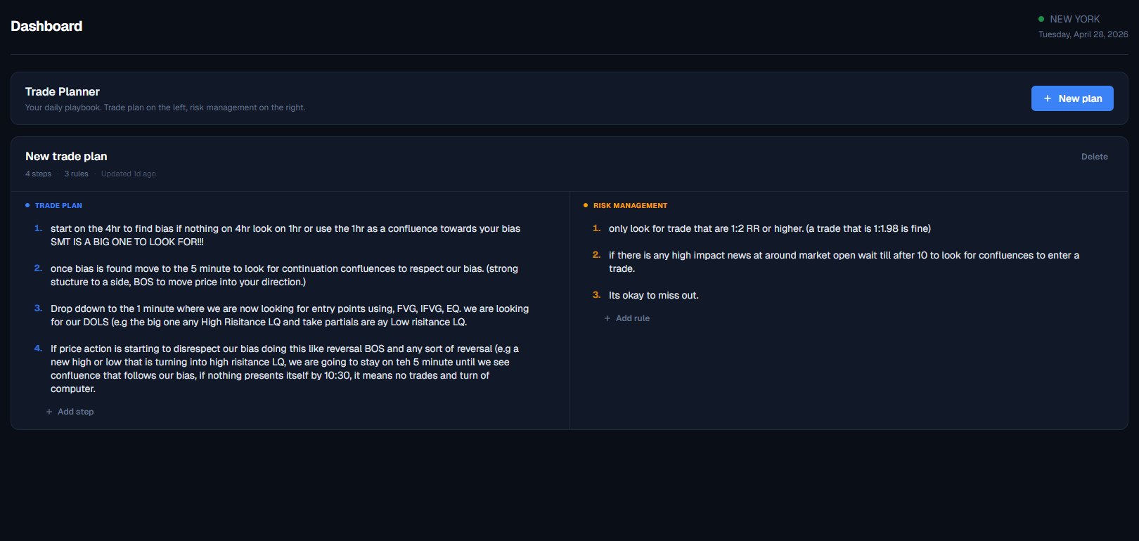Your daily playbook on the same screen as your dashboard. screenshot